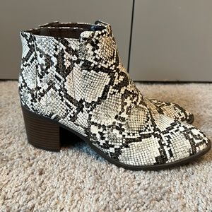 Snakeskin booties